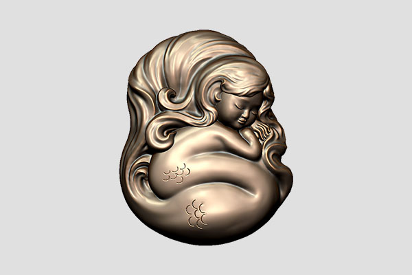 【小美人魚】玉石雕刻機立體精雕圖紙YD-GJ10101