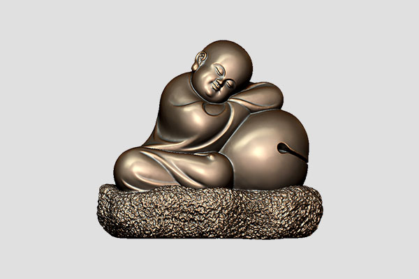 【睡木魚小和尚】數控玉雕機立體擺件精雕圖紙