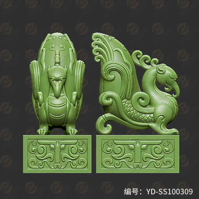 【朱雀印章】玉雕機立面浮雕圖紙YD-SS100309